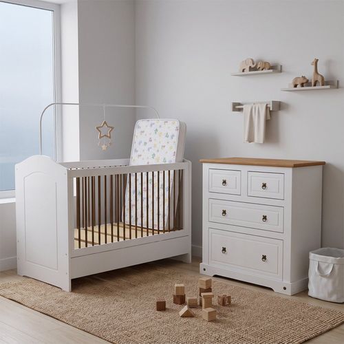 Quarto Bebê Smile 3 Peças Creme/Carvalho Off White/Nogueira