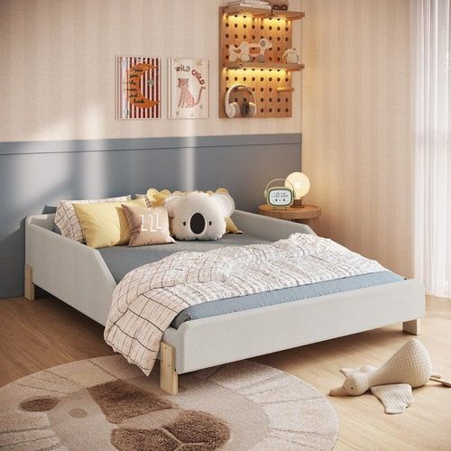 Cama Infantil Estofada de Casal Cor Bege Linha Sentir Bege