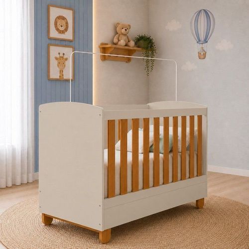Berço Apolo 2 em 1 Pés de Madeira 100% MDF para Colchão 130x70 Areia/Savana
