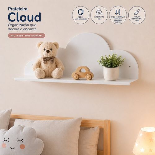 Prateleira Quarto Infantil Nuvem Branca Branco