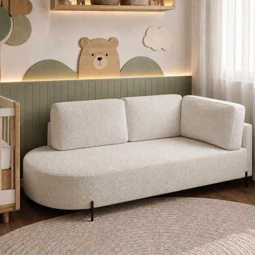 Cama Babá Infantil Orgânica Lado Esquerdo para Quarto de Bebê Afeto Gelo