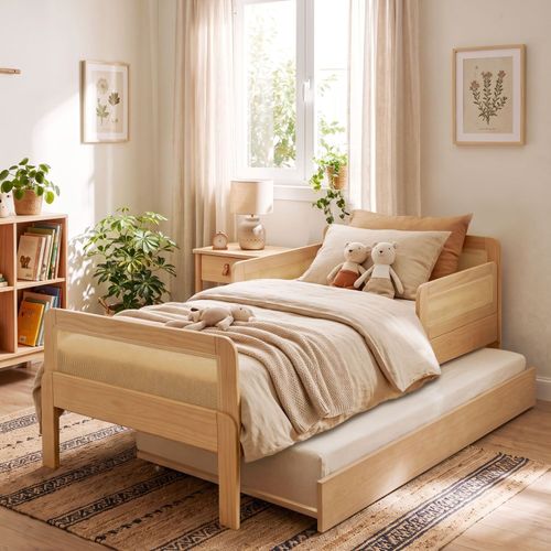 Conjunto Cama Infantil Reversível e Cama Auxiliar Crescer Casatema Marrom/Carvalho Carvalho