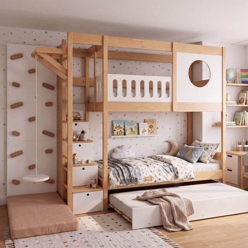 Treliche Active Play com Kit Escalada Infantil Esquerda Climb Casatema Branco Branco/Madeira Natural
