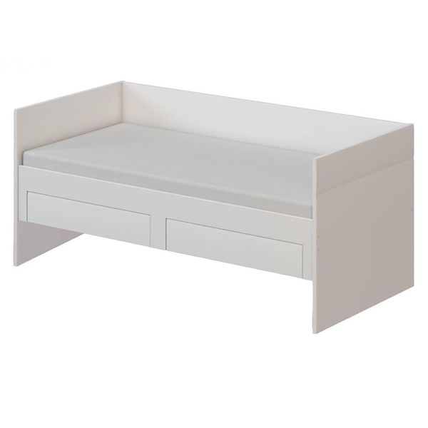 Cama Babá Soft com Gavetas Fecho Toque Branco Laca Fosco