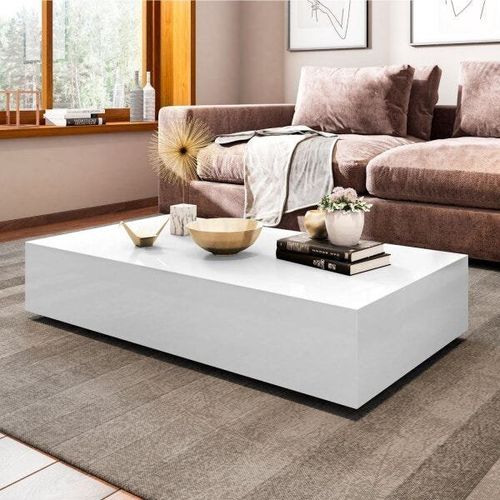 Mesa de Centro Retangular Bely - 100% MDF - Acabamento em Laca Branco
