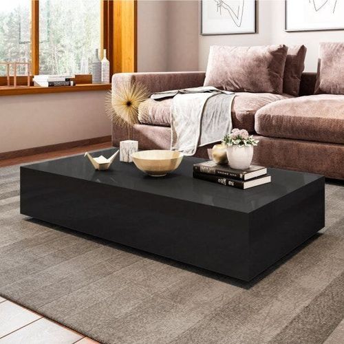 Mesa de Centro Retangular Bely - 100% MDF - Acabamento em Laca Preto