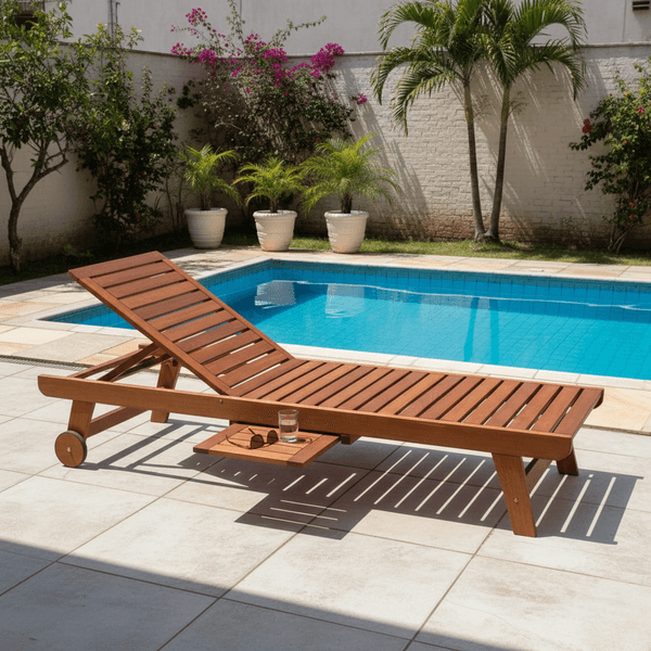 Espreguiçadeira Ripada com Bandeja Primavera Casa e Jardim Jatobá