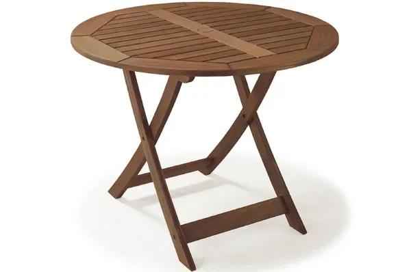 Mesa Dobrável Redonda Madeira Maciça 90cm Primavera Stain Castanho