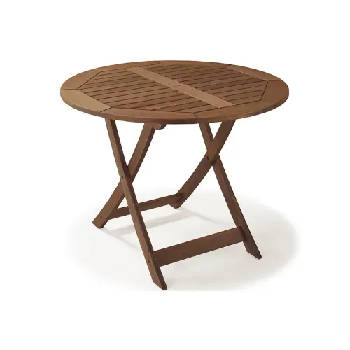 Mesa Dobrável Redonda Madeira Maciça 90cm Primavera Stain Castanho