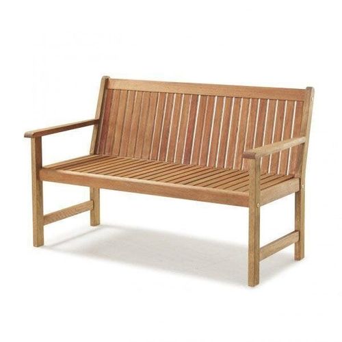 Banco 2 Lugares com Encosto e Braços em Madeira Maciça Eucalipto Primavera 120cm Stain Jatobá