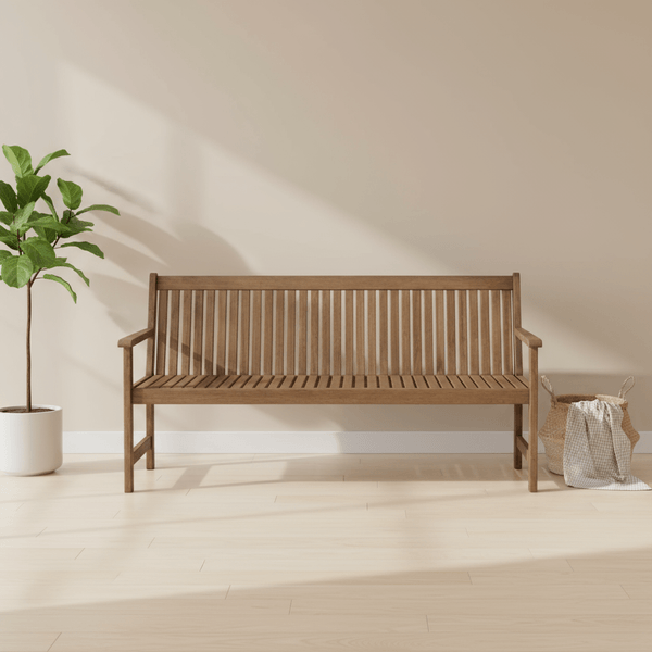 Banco Madeira Maciça 3 Lugares com Encosto 153cm Primavera Stain Castanho