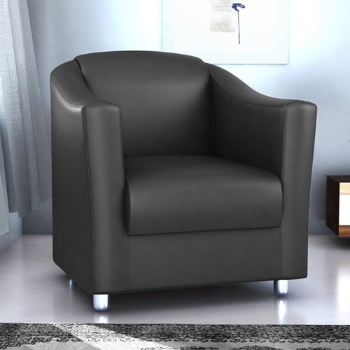 Poltrona Decorativa Bia com Estrutura Em Eucalipto - Espuma D20 - Tecido Corano Preto