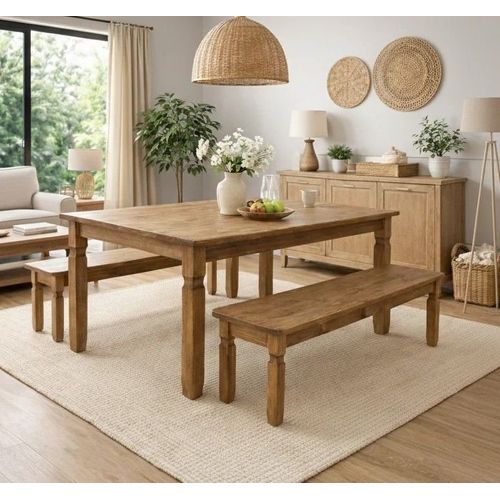 Mesa Corona 182x91cm Tampo Madeira Marrom/Cera Mel Cera Mel