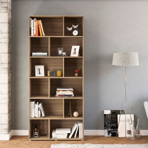 Estante Livreiro Xangai com 12 Nichos - Castanho