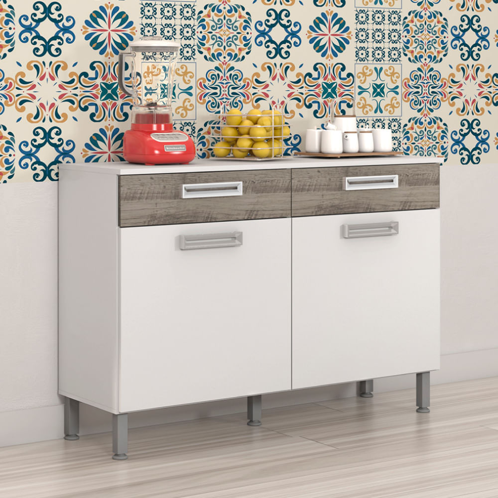 Balc O De Cozinha Aline Com 2 Portas E 2 Gavetas Branco Rustico Balc O De Cozinha Aline Com 2 Portas E 2 Gavetas Branco Rustico