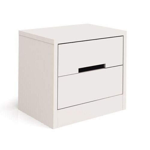 Mesa de Cabeceira 2 Gavetas S822 Dormitorio Padrão Branco Branco