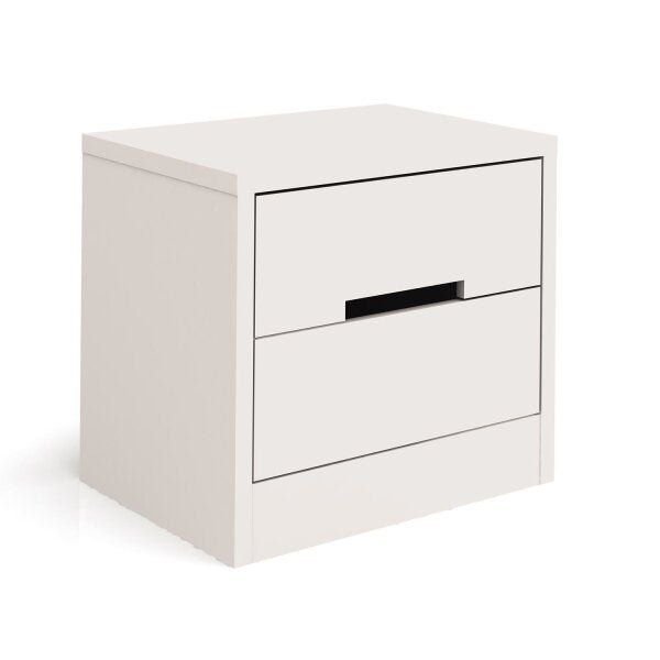 Mesa de Cabeceira 2 Gavetas S822 Dormitorio Padrão Branco