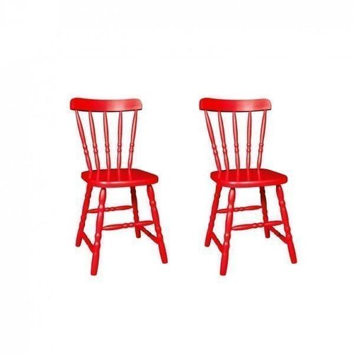 Kit 2 Cadeiras Torneada Country em Madeira Maciça/MDF - Vermelho