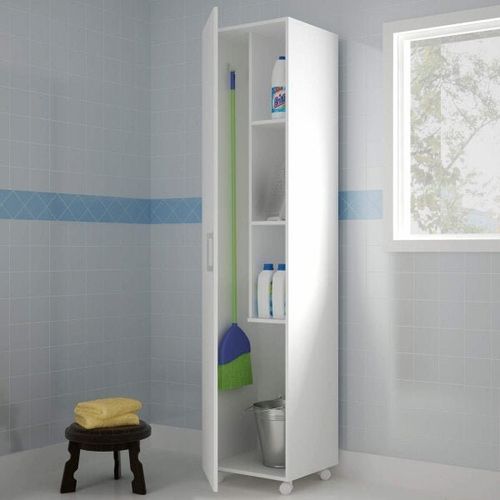 Armário para Lavanderia 1 Porta 3 Prateleiras BS 03 - Branco