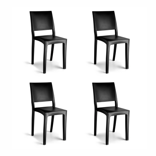 Conjunto 4 Cadeiras de Plástico Polipropileno Empilhável Hydra Plus Preto
