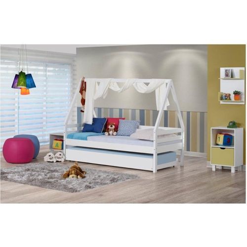 Bicama Infantil Prime com Telhado Vi e Xale Madeira Maciça Casatema Branco