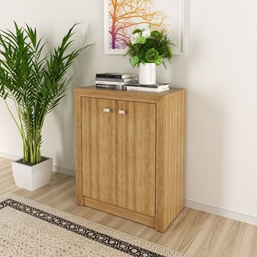 Balcão para Escritório 60cm com 2 Portas e 1 Prateleira ME4103 Marrom/Amendoa Amendoa