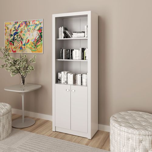 Estante com 2 Portas e 4 Prateleiras - Branco