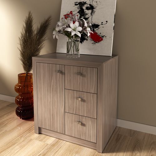 Balcão para Escritório com 1 Porta e 3 Gavetas - Carvalho