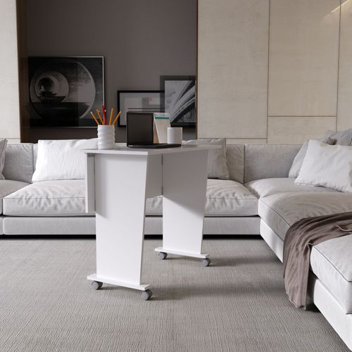 Mesa Dobrável com Rodízios - Branco