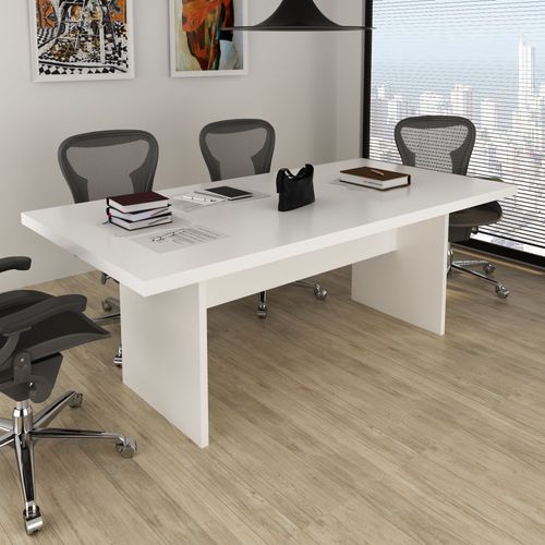 Mesa para Reunião 6 Lugares 200x100cm Branco Branco