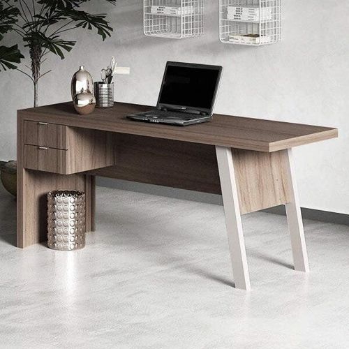 Mesa de Escritório 1,63m com 2 Gavetas - Carvalho/Fendi