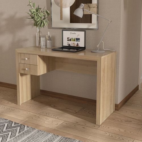 Mesa de Escritório com 2 Gavetas - Amêndoa