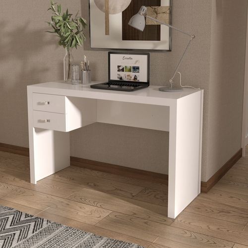 Mesa de Escritório com 2 Gavetas - Branco