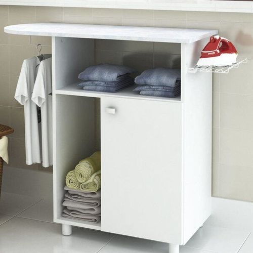 Armário Multiuso 2 Nichos 1 Porta com Tábua de Passar - Branco