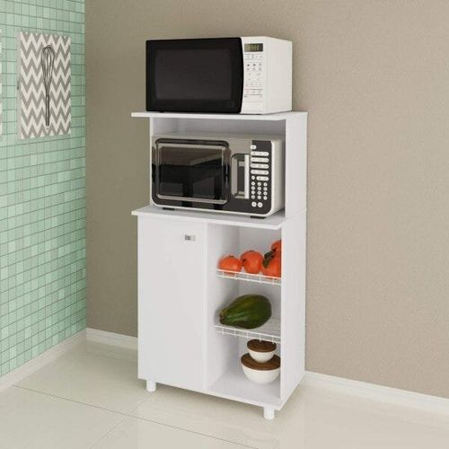 Balcão Fruteira para Microondas, 2 Cestos e 1 Porta - Branco