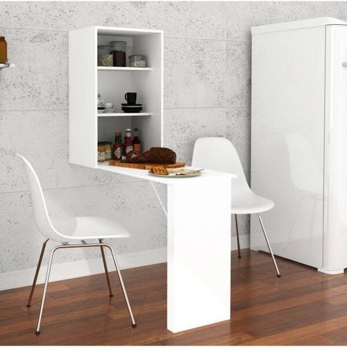 Armário Suspenso Multiuso com Prateleiras e Mesa Am3106 Branco
