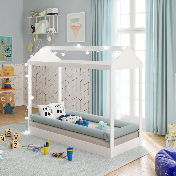 Mini Cama Infantil Montessoriana Casinha Branco - Pura Magia