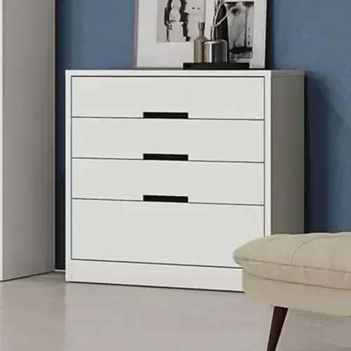 Cômoda 3 Gavetas e 1 Gavetão S824 Kappesberg - Branco Brilho