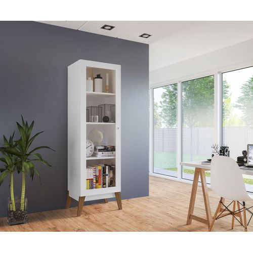 Cristaleira 1 Porta Moderna com Acabamento UV Branco