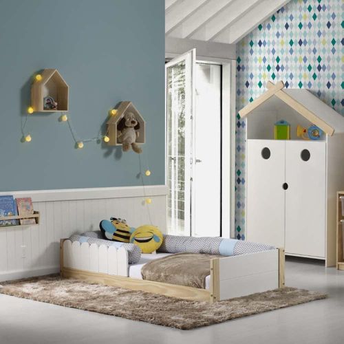 Mini Cama Montessoriana Cerquinha Branco/Natural - Casatema