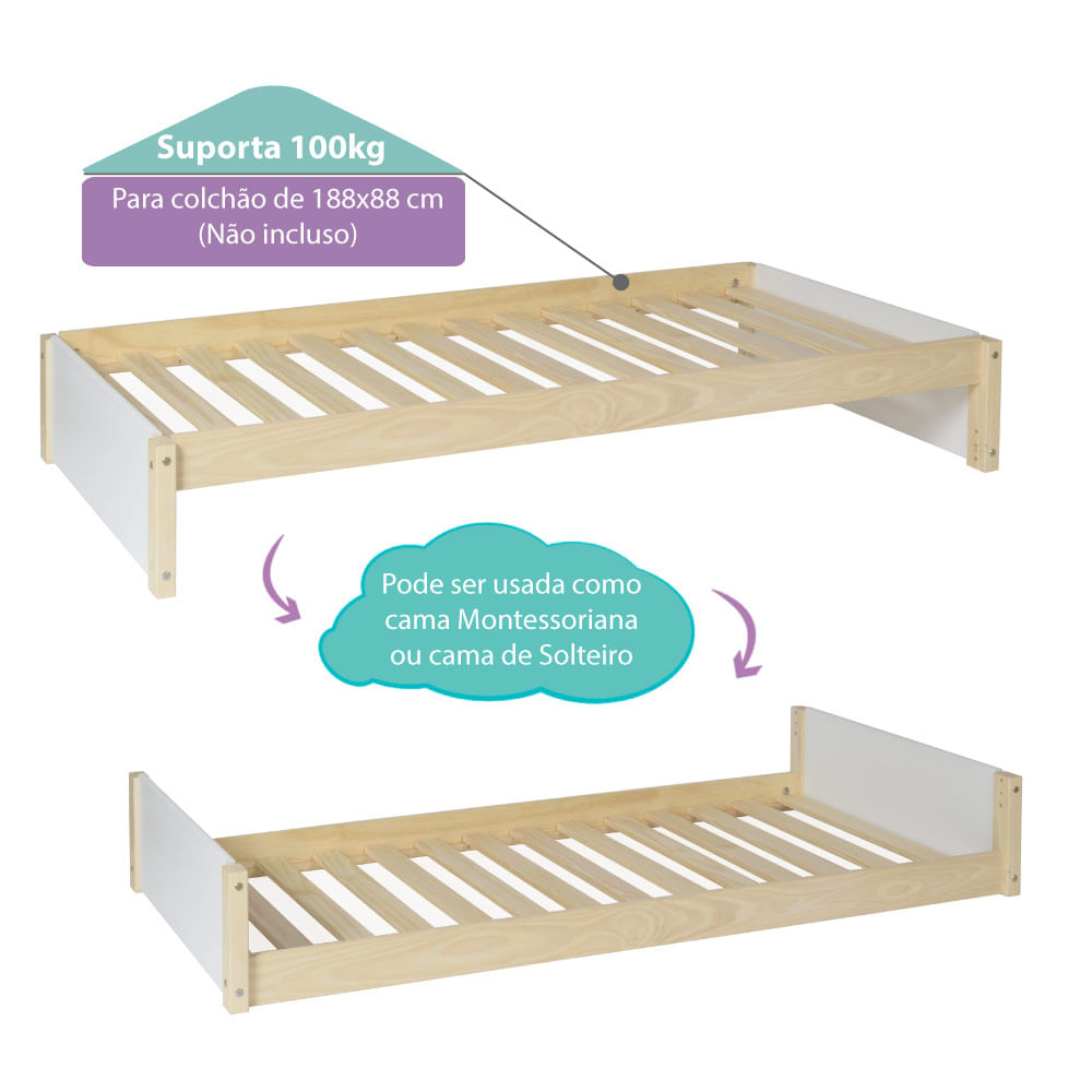 Cama Montessoriana Infantil Madeira Maciça Madri Espresso Móveis Mogano -  CasaTema