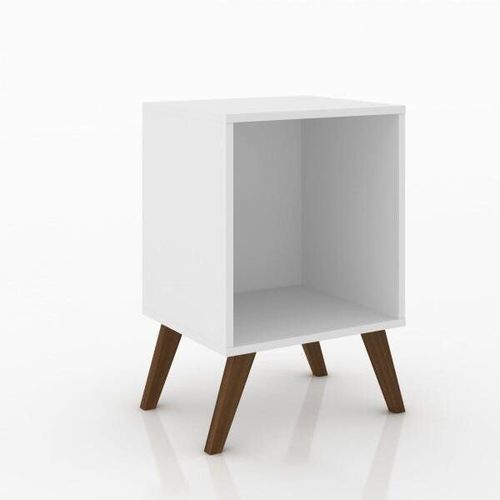 Mesa de Cabeceira Retrô com Nicho Rt 3013 Branco Branco