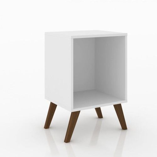 Mesa de Canto com Nicho e Pés Retrô - Branco