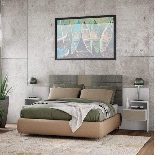 Cabeceira Casal/Queen 2 Mesas de Apoio G290 Branco Branco