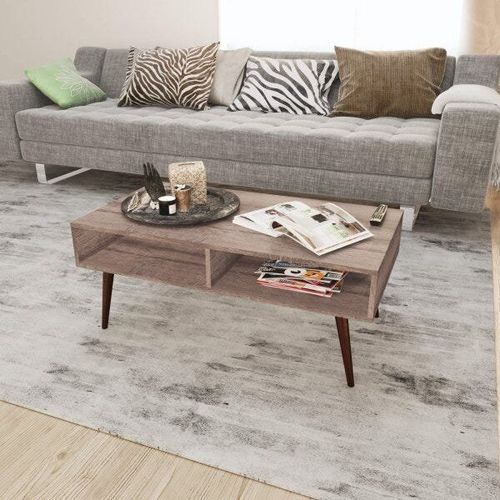 Mesa de Centro 2 Nichos com Pés de Plástico - Rústico