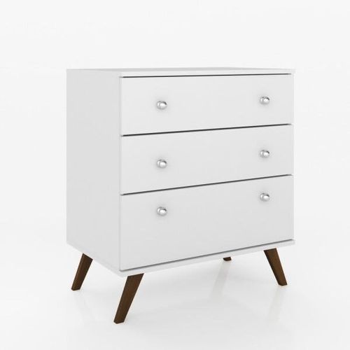 Cômoda com 3 Gavetas Retrô - Branco