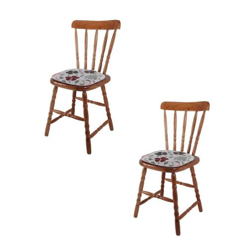 Kit 2 Cadeiras Estofada Country em Madeira Maciça/MDF - Imbuia