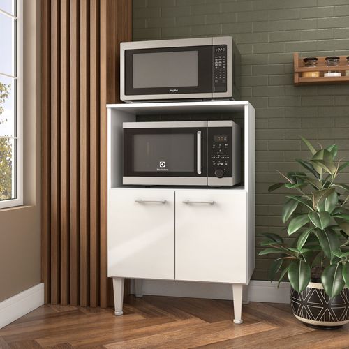 Balcão 2 Portas para Forno e Micro-Ondas Felllicci - Branco
