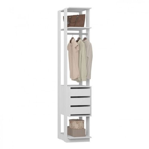 Estante Closet 1003 com 3 Gavetas e 1 Cabideiro Branco