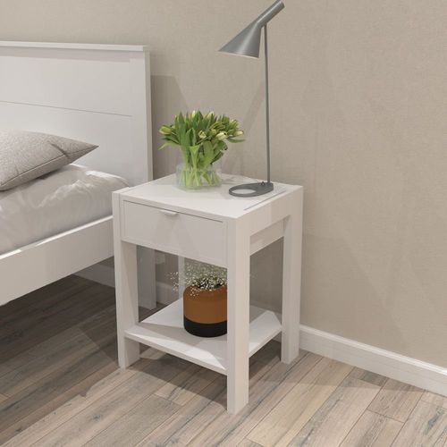 Mesa de Cabeceira com 1 Gaveta e 1 Tomada Bivolt - Branco